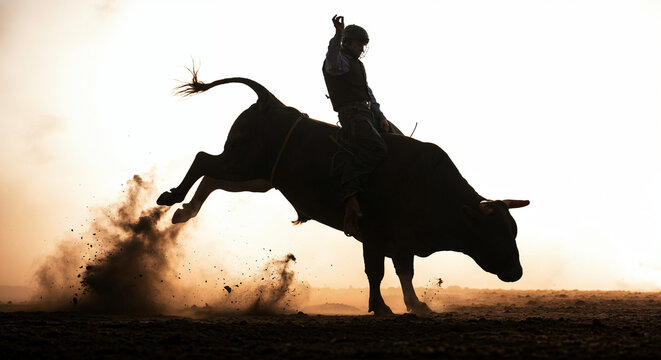 Girl Bull Rider Silhouette