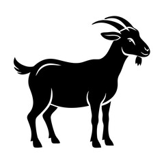 Fototapeta premium Black Goat Vector Illustration – Farm Animal Graphic Isolated on White Background