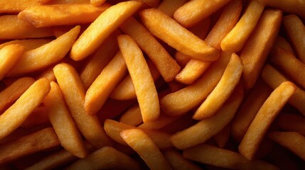 Golden french fries piled high  perfect for food marketing