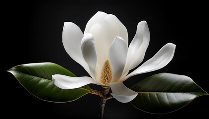 Fototapeta premium single white magnolia flower with thick waxy petals