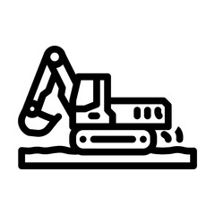 heavy machinery spilling oil line icon vector illustration