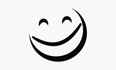 Brush stroke smiley silhouette, Rough brush-stroke smiley face is being shown on transparent background, hand-drawn style 