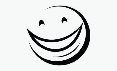 Brush stroke smiley silhouette, Rough brush-stroke smiley face is being shown on transparent background, hand-drawn style 