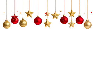Transparent Background PNG]Christmas Decoration with Red and Gold Ornaments