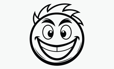 Brush stroke smiley silhouette, Rough brush-stroke smiley face is being shown on transparent background, hand-drawn style 