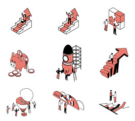 set of isometric vector illustration  for team work