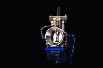 Carburetor for internal combustion engine on black background
