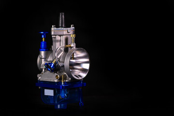 Carburetor for internal combustion engine on black background