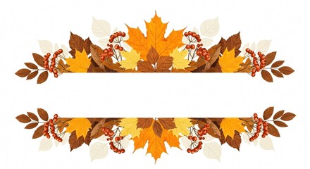 Autumn Leaves Border Perfect for Fall Designs  Crafts