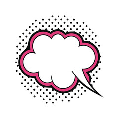 Manga speech bubble. Comic text frame with pop art halftone dotted effect. Balloon chat shape for dialog. Cloud for shock shout and scream action messages.