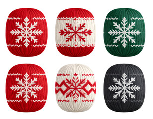 3D christmas wool png element set on transparent background