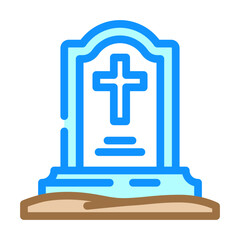 Obraz premium gravestone cross mortality color icon vector illustration