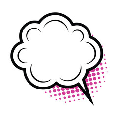 Manga speech bubble. Comic text frame with pop art halftone dotted effect. Balloon chat shape for dialog. Cloud for shock shout and scream action messages.