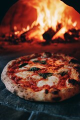 Margherita Pizza in fire oven
