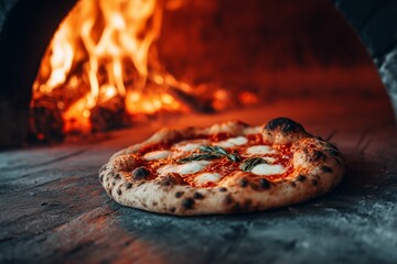 Margherita Pizza in fire oven