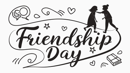 Friendship day celebration vector illustration with friends and book for greeting card design idea