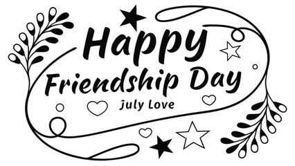 Happy friendship day vector graphic with hearts stars and floral elements for greeting card design vector