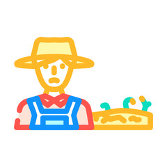 farmer near contaminated crops color icon vector illustration