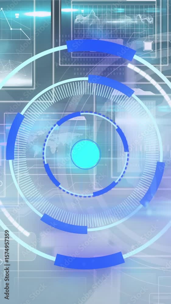 Poster animation of processing circle on scientific graph and data