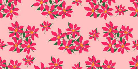 Hand drawn exotic Bunch of flowers abstract seamless patterns. Simple tropical summer botanical floral for textiles, wallpaper, wrapping paper, fabric, fashion, design background vector illustration