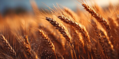 Golden Wheat Field: Capturing the sun-kissed splendor of a wheat field, with each golden stalk swaying gently in the breeze under a bright summer sky.
