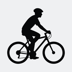 Obraz premium Silhouette cyclist riding bike black silhouette vector illustration