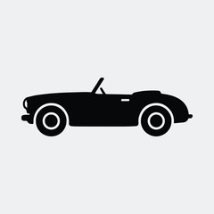 Silhouette classic convertible car side view vector illustration