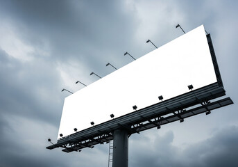 Obraz premium Billboard Mockup Under Dramatic Sky: Blank Advertising Space for Your Message