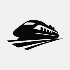 Silhouette modern high speed train transportation vector illustration