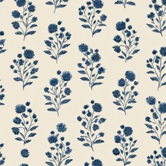 Elegant Blue Floral Pattern Wallpaper Design for Interior Decoration