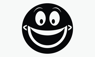Cheerful white smiley face silhouette, Cheerful white smiley face icon with transparent background for design 