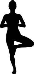 Yoga Silhouette Tree Pose Vector Graphic for Wellness, Fitness, and Mindfulness Designs