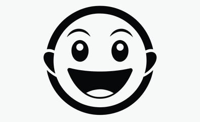 Cheerful white smiley face silhouette, Cheerful white smiley face icon with transparent background for design 