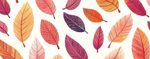 Falling Autumn Leaves Warm Hues Pattern, Leaf Design, Autumn Colors Autumn, illustration