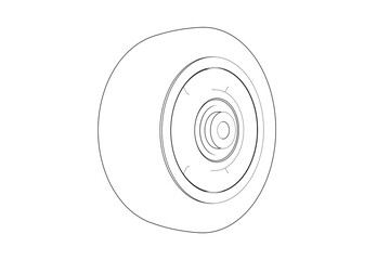 Abstract Technical Monochrome Outline Illustration of Concentric Circular Form - Simple Vector Graphic, Engineering Concept, Minimalist Design Element on White