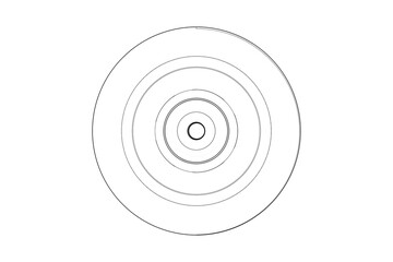 Abstract Technical Monochrome Outline Illustration of Concentric Circular Form - Simple Vector Graphic, Engineering Concept, Minimalist Design Element on White