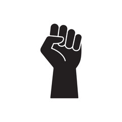 Raised hand with clenched fist icon.