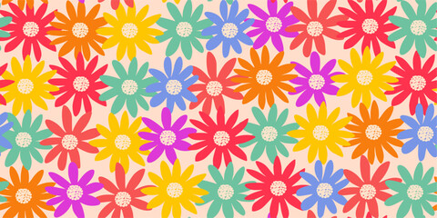 trendy Colorful hand drawn tropical flowers. abstract seamless pattern for Fabric, textiles, wrapping paper, wallpaper background design vector illustration
