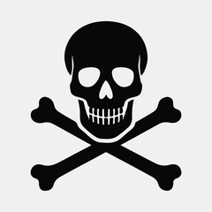 Silhouette skull and crossbones danger symbol pirate sign vector illustration