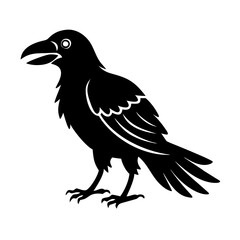 Obraz premium Crow Silhouette Vector Illustration – Black Bird Graphic Isolated on White Background