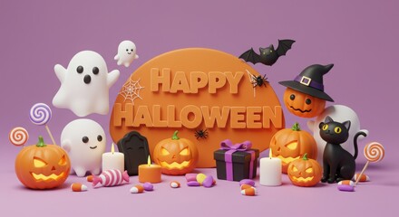 Happy Halloween Party - 3D Characters and Decorations