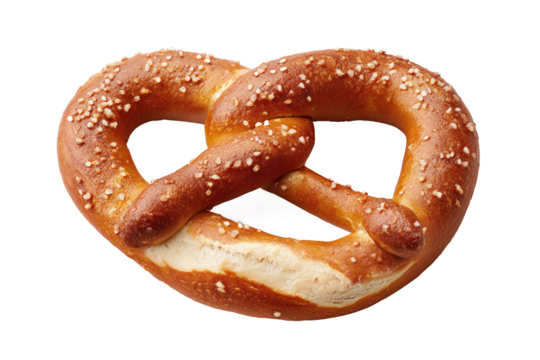 Freshly Baked Pretzel with Salt, Isolated on White Transparent Background - Powered by Adobe