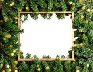 christmas border picture frame boughs greenery  