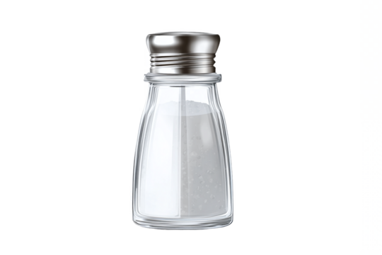 Salt shaker with metal cap isolated on white transparent background