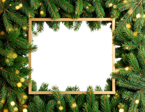 christmas border picture frame boughs greenery  