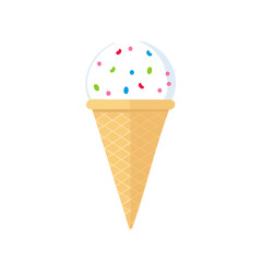 A delicious vanilla ice cream cone with colorful sprinkles on top
