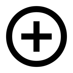 Black plus sign in a circle icon