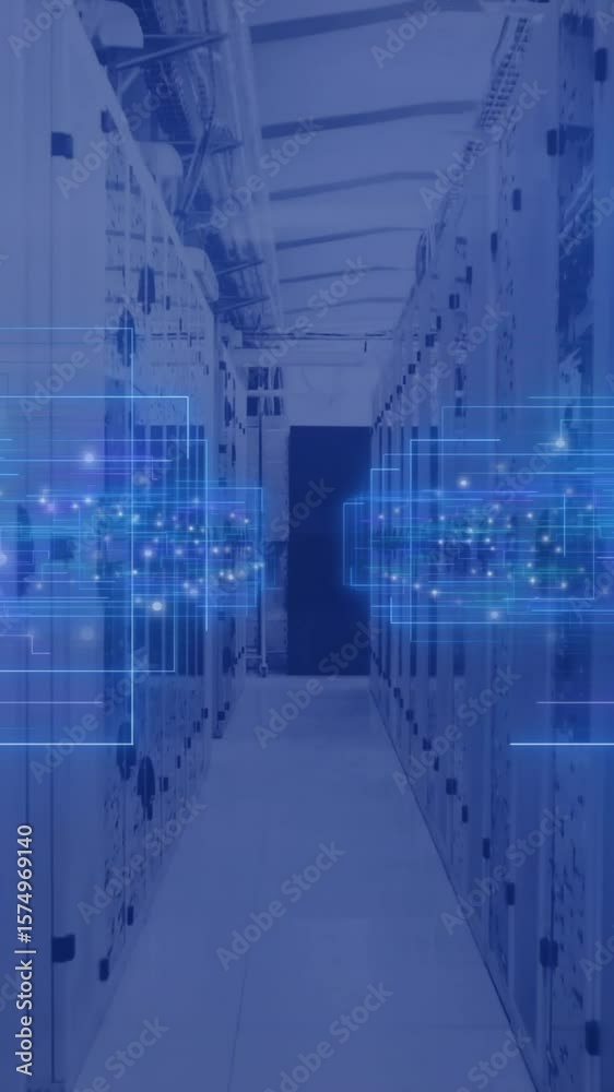 Poster Animation of data processing over computer servers