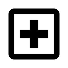 Medical cross symbol inside a square icon
