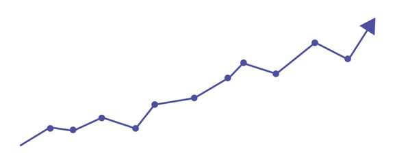 Fototapeta premium business graph with blue arrow up with points. Stock market chart